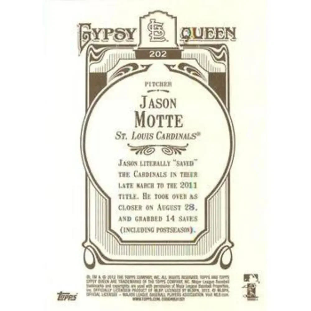 2012 Topps Gypsy Queen Jason Motte # 202 St. Louis Cardinals